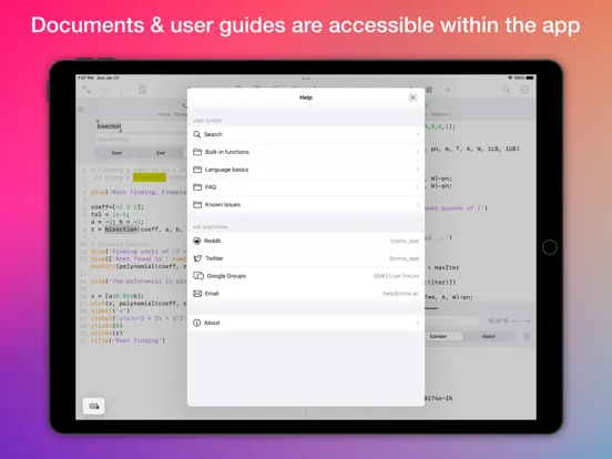 SIMO : MATLAB programming app iPad Screenshots