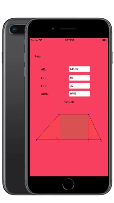 Ảnh chụp màn hình của Area & Geometry