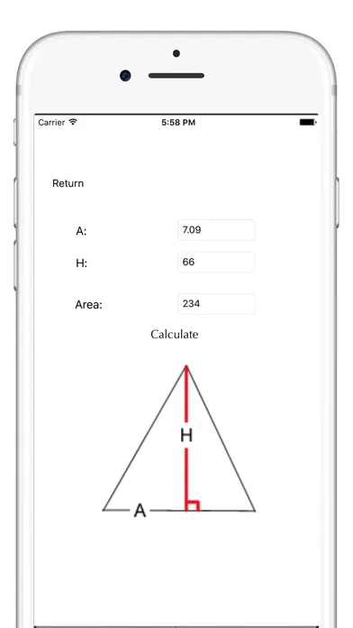 Ảnh chụp màn hình của Area & Geometry