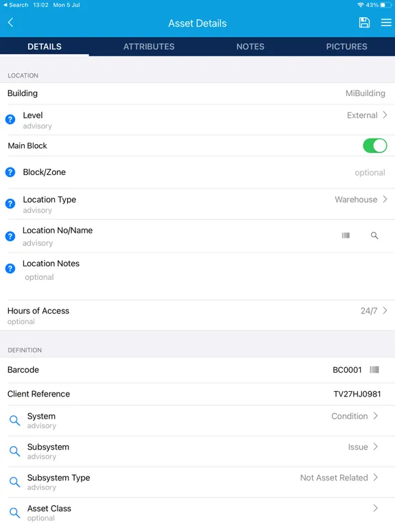 ภาพหน้าจอของ MiAssets iPad 