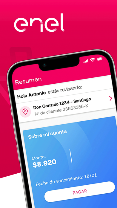 Tangkapan skrin Enel Clientes Chile