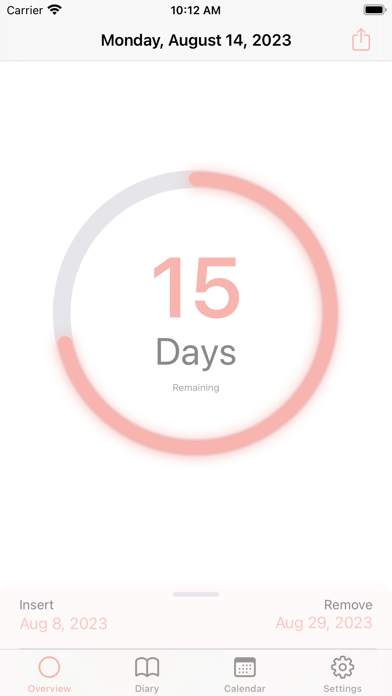 Screenshot di MyRing - contraceptive ring