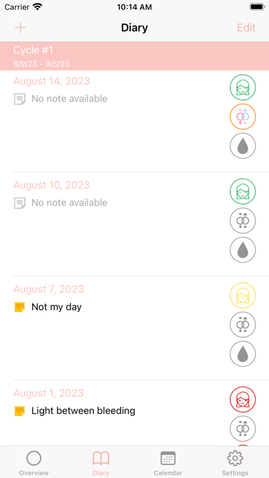 Screenshot di MyRing - contraceptive ring