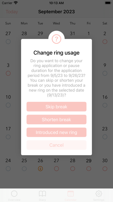 Screenshot di MyRing - contraceptive ring