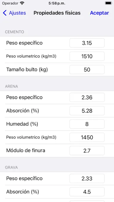 Capturas de pantalla de Proporcionamiento concreto