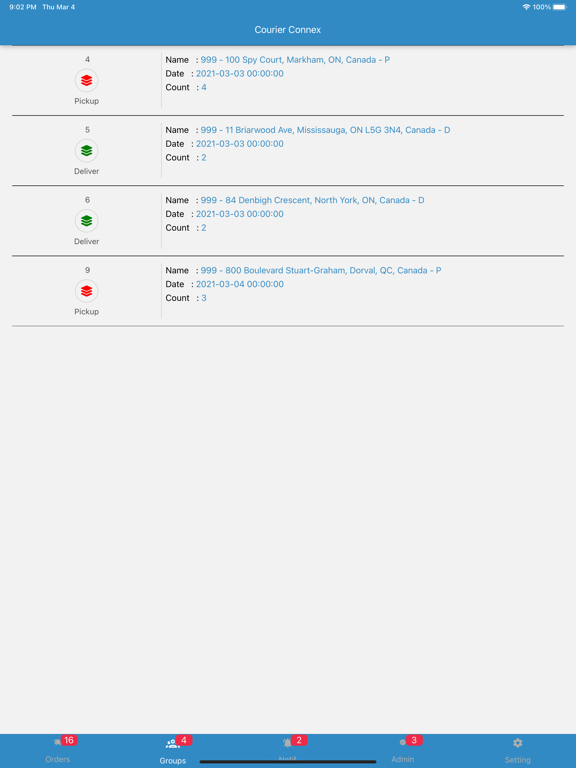 Courier Connex Mobile iPad  Screenshots
