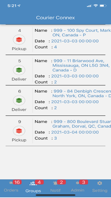 Courier Connex Mobile Screenshots