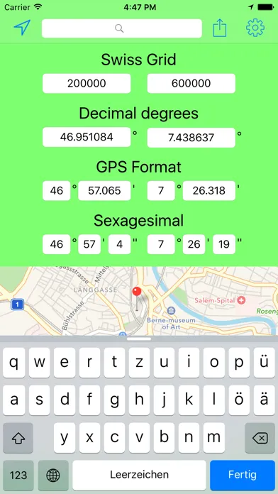Swiss Grid Coordinates Tool سکرین شاٹس
