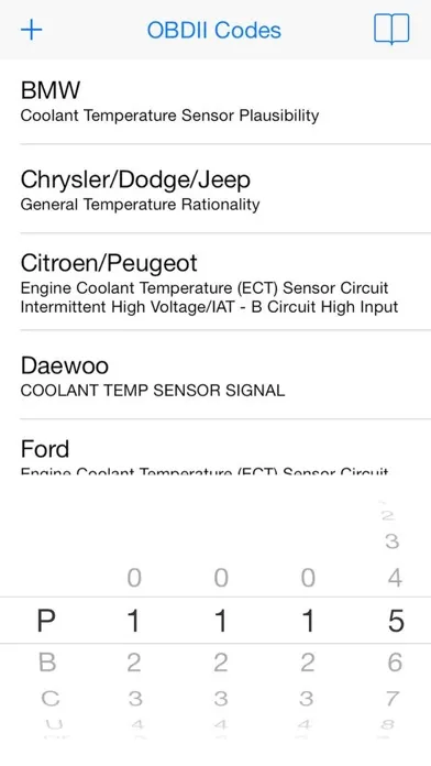 OBDII Trouble Codes Screenshots