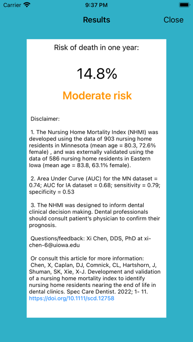 Ảnh chụp màn hình của Nursing Home Mortality Index