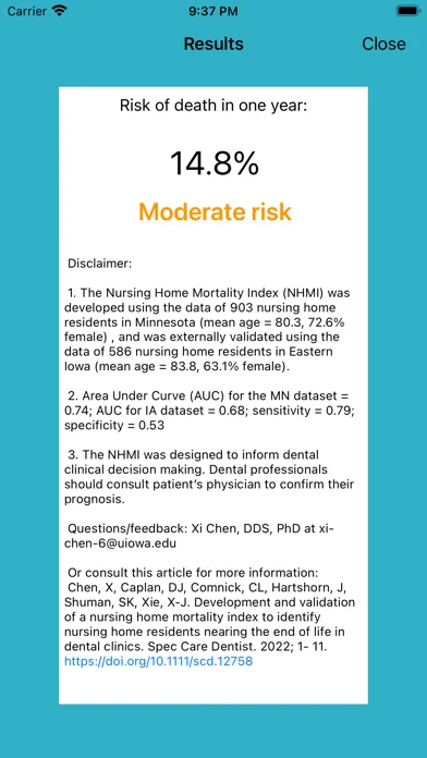 Zrzuty ekranu Nursing Home Mortality Index