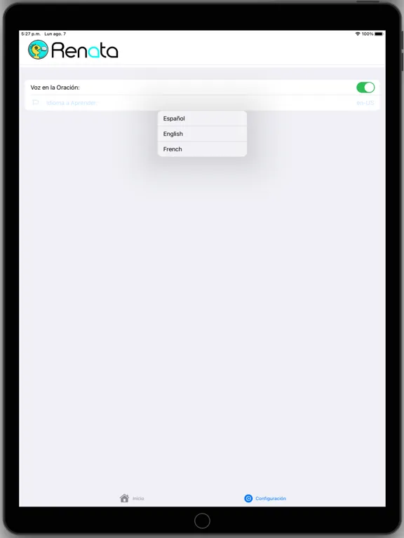 Tangkapan layar Renata iPad 