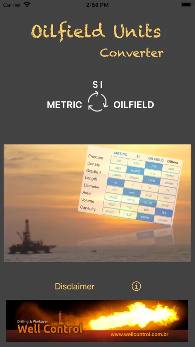 Capturas de tela do Oilfield Units Converter