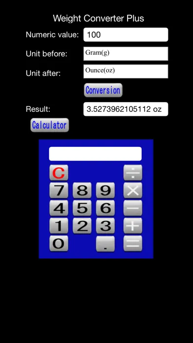 Tangkapan skrin Weight Converter Plus