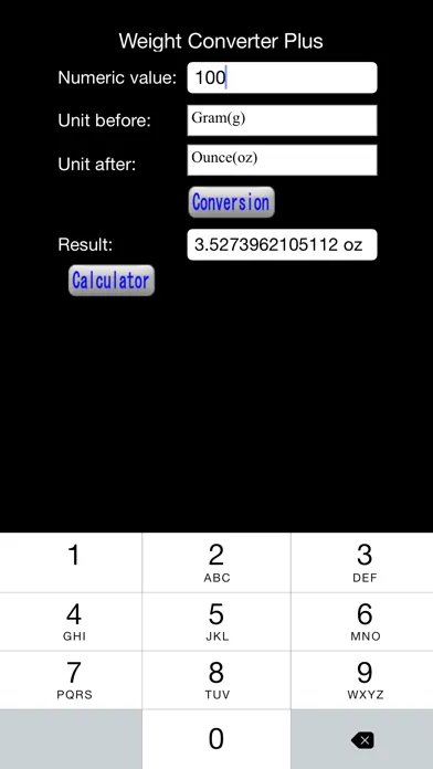 Tangkapan skrin Weight Converter Plus