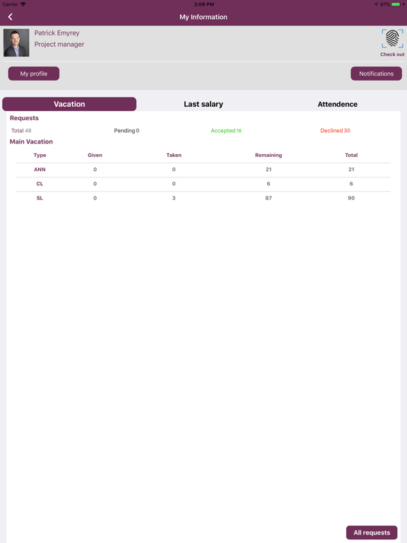 Ảnh chụp màn hình của Purple Bureau Communication iPad 