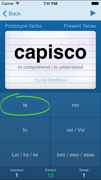 Italian Verbs Trainer スクリーンショット