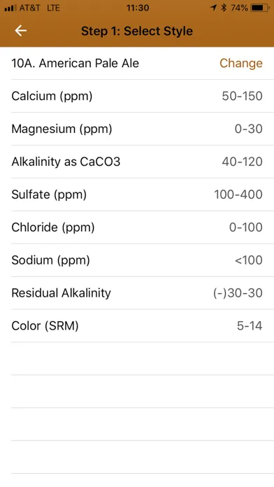 Ảnh chụp màn hình của Palmer's Brewing Water Adj App