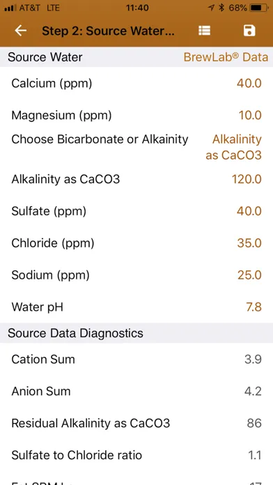 Ảnh chụp màn hình của Palmer's Brewing Water Adj App