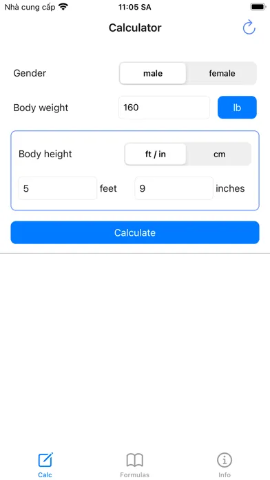 Zrzuty ekranu BSA Calculator: Weight, Height