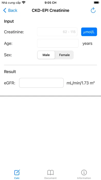 Capturas de pantalla de GFR Calculator - eGFR Calc