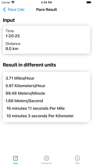Pace Calculator - Running Calc Screenshots