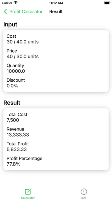 Profit Calculator, Revenue Ekran Görüntüleri