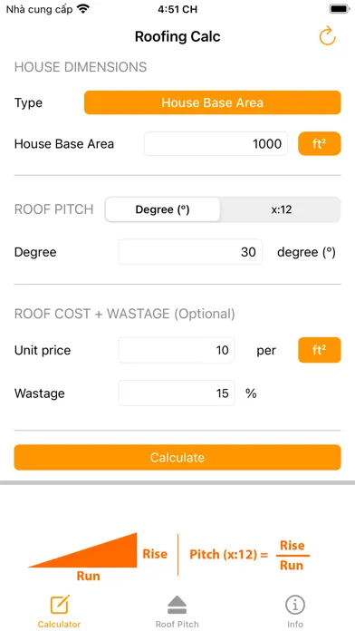 Roof Calculator: Pitch, Angle Screenshots