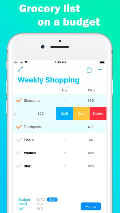 Basic grocery list + price 스크린샷
