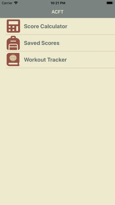 Tangkapan layar ACFT Calculator