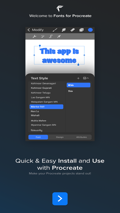 تصاویر Fonts for Procreate