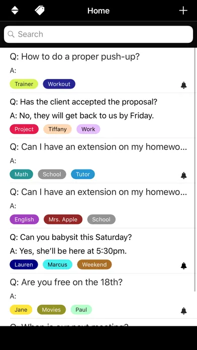 ภาพหน้าจอของ QA - Question & Answer Tracker