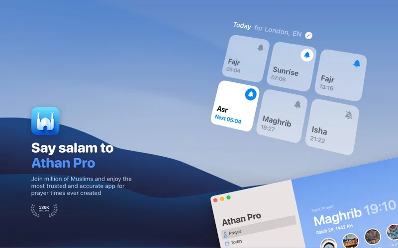 Tangkapan skrin Athan Pro Muslim:  أذان برو