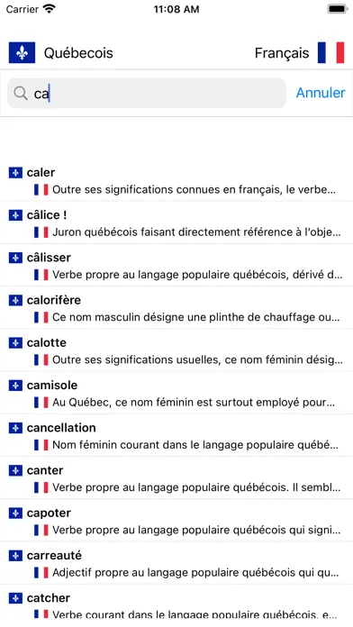 Dico Québecois-Français سکرین شاٹس