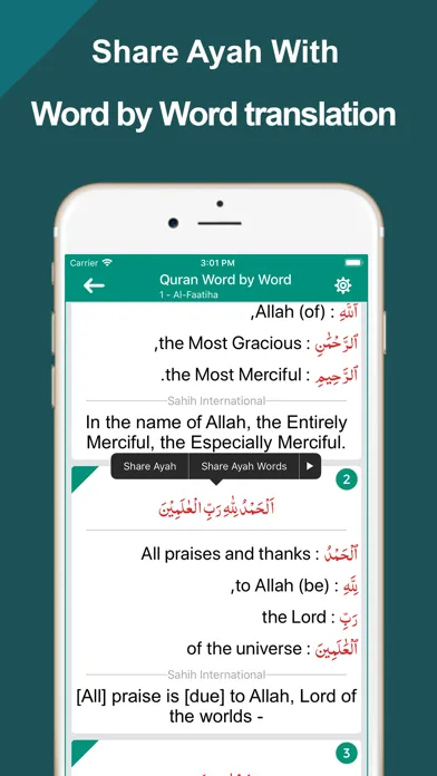 Quran Word by Word Translation Screenshots