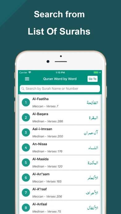 Quran Word by Word Translation Screenshots