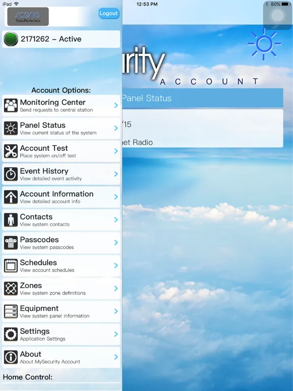 Tangkapan layar MySecurity Account iPad 