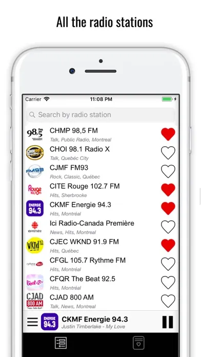 Capturas de pantalla de Radio Canada : canadian radios