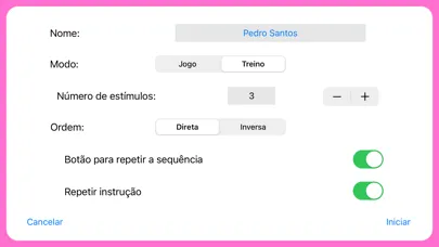 Tangkapan layar Memória Auditiva: Números