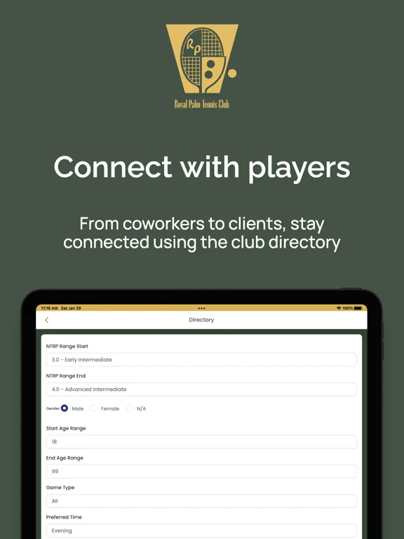 Royal Palm Tennis Club iPad  Screenshots