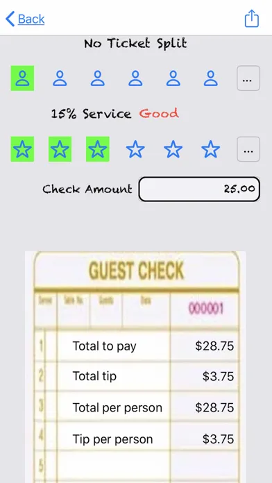 Capturas de tela do Waiter's Tip Tracker
