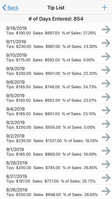 Capturas de tela do Waiter's Tip Tracker