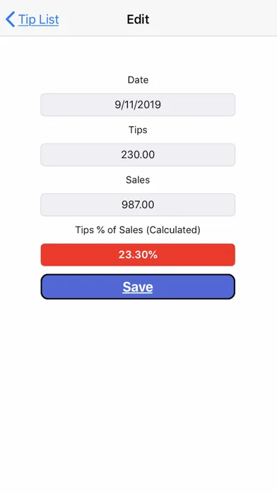 Capturas de tela do Waiter's Tip Tracker