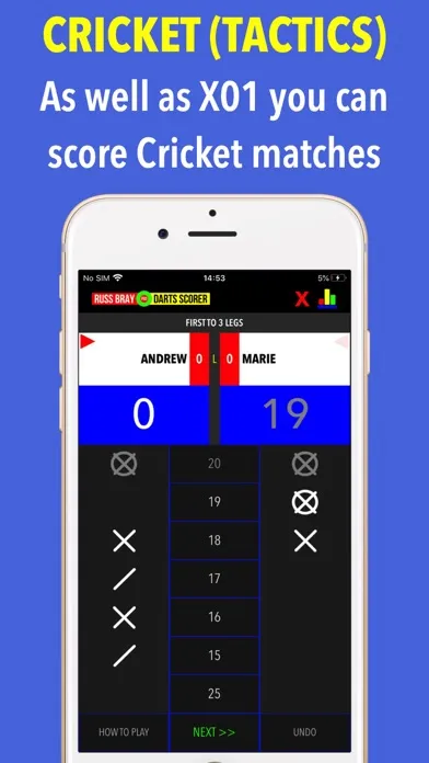 Ảnh chụp màn hình của Russ Bray Darts Scorer