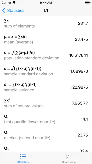 Statistics Calculator++ スクリーンショット