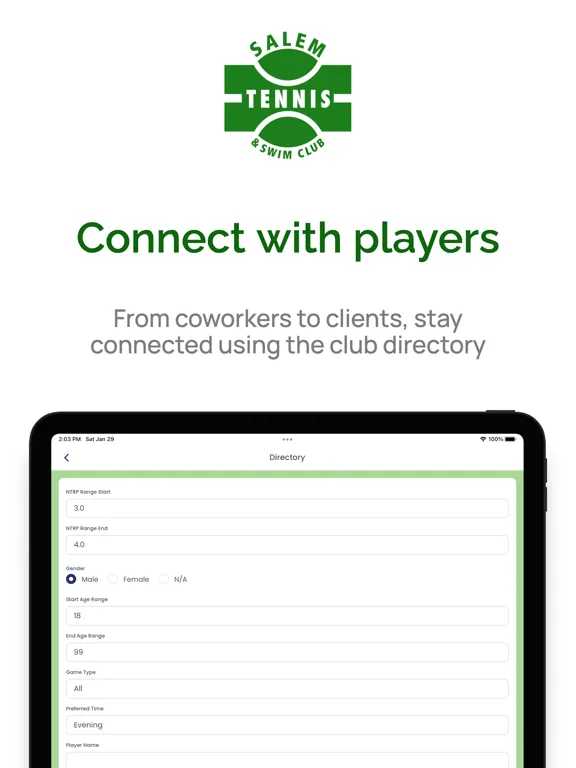 Salem Tennis And Swim Club iPad  স্ক্রিনশট