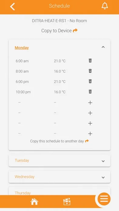Capturas de pantalla de Schluter® Smart Thermostat