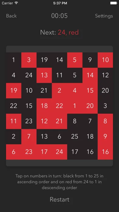 Schulte Table - improve fast reading and attention Screenshots