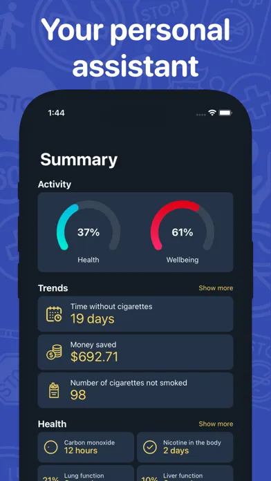 Quit smoking tracker. Stop now スクリーンショット