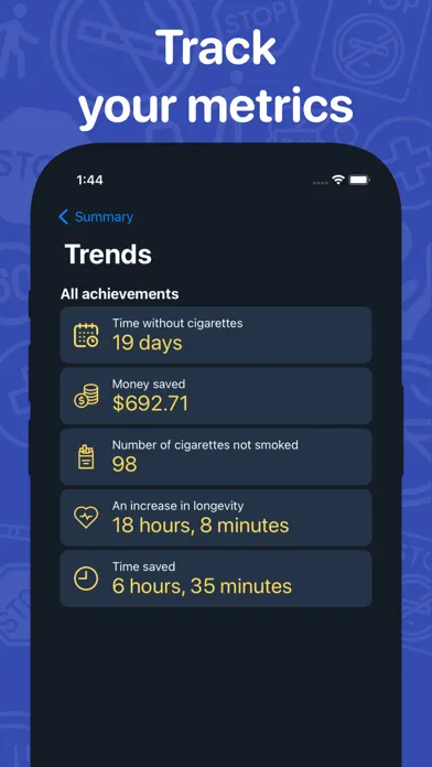 Quit smoking tracker. Stop now スクリーンショット